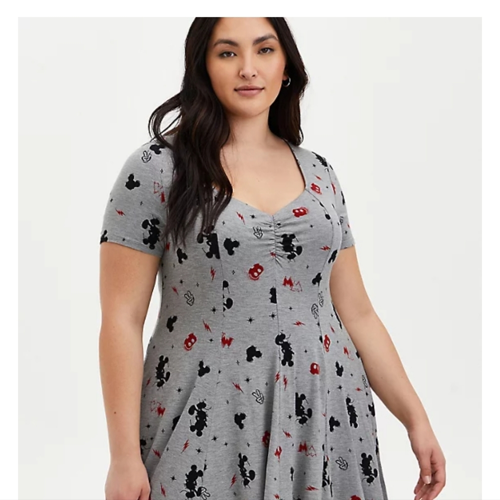 Torrid Mickey Mouse dress, gray red and black, size 00